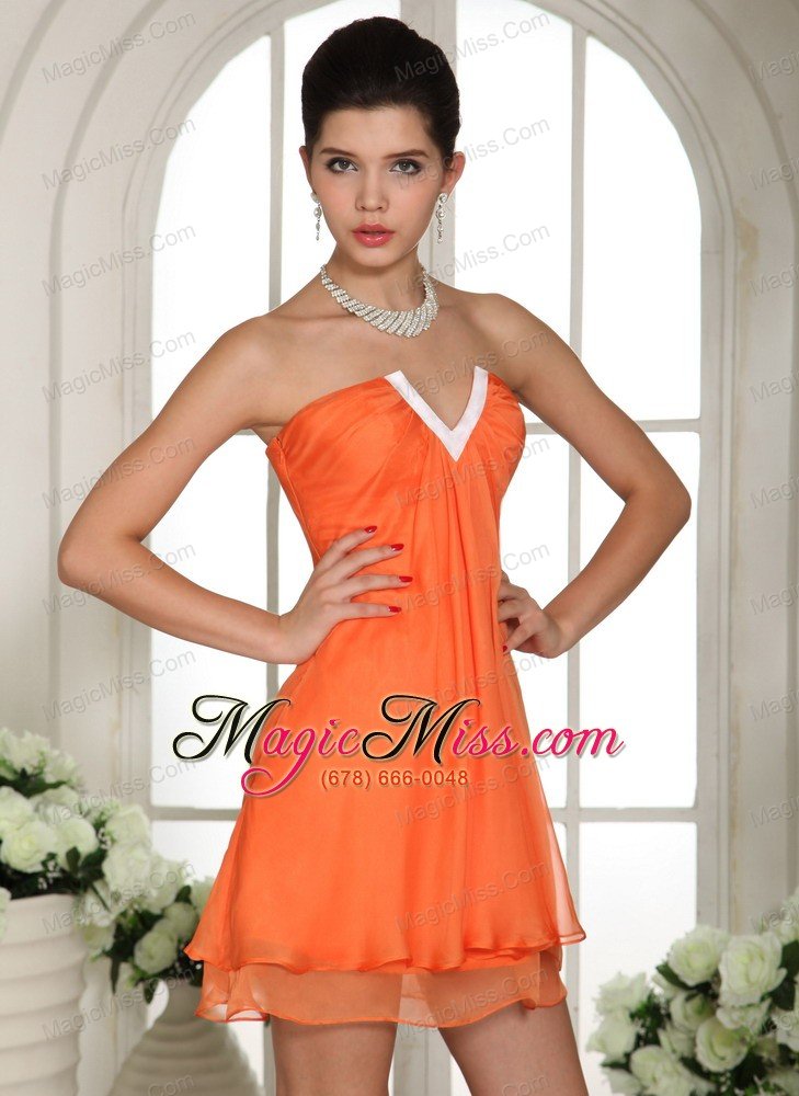 wholesale orange v-neck mini-length club dama dresses for quinceanera