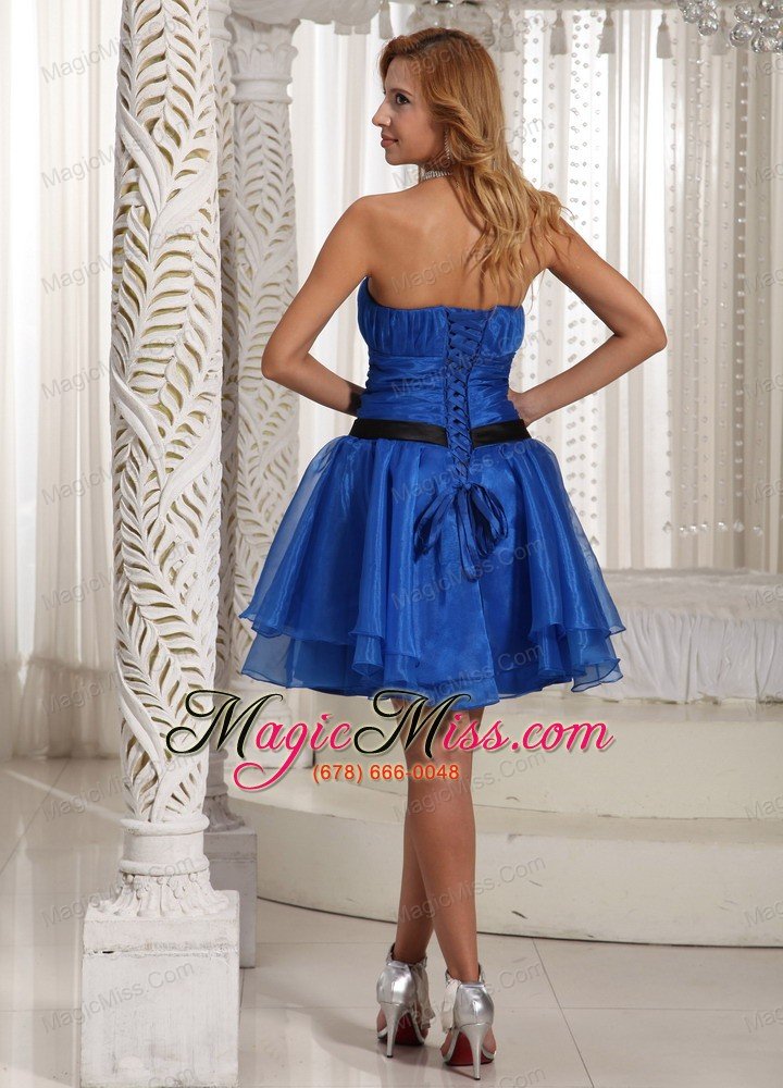 wholesale design own plus size prom dress ruched bodice with sweethart peacock blue mini-length