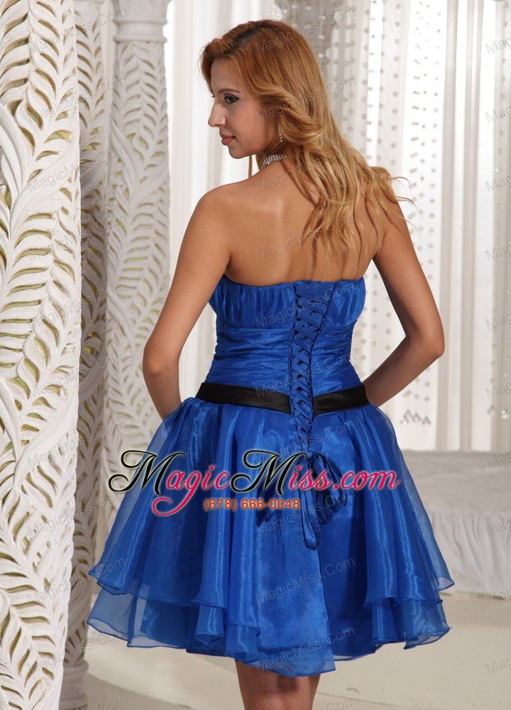 wholesale design own plus size prom dress ruched bodice with sweethart peacock blue mini-length