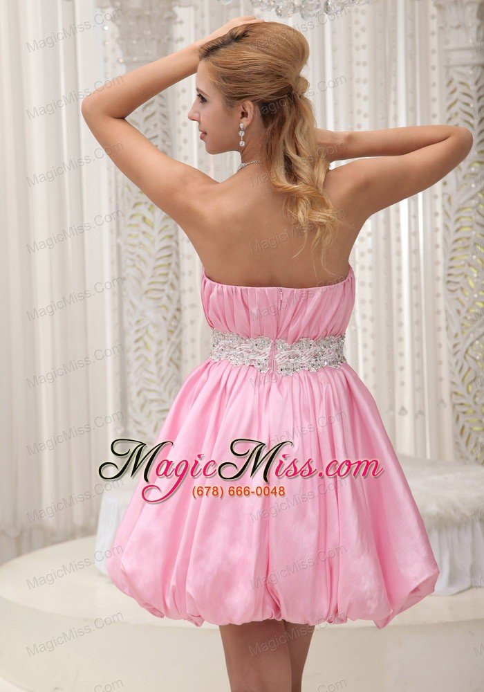 wholesale ruched bodice sash with beading lovely prom / cocktail dress for formal evening pink taffeta and mini-length