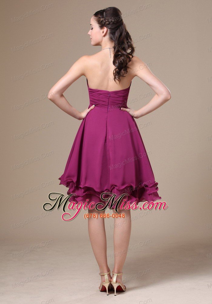 wholesale fuchsia homecoming dress with sweetheart neckline knee-length beaded decorate