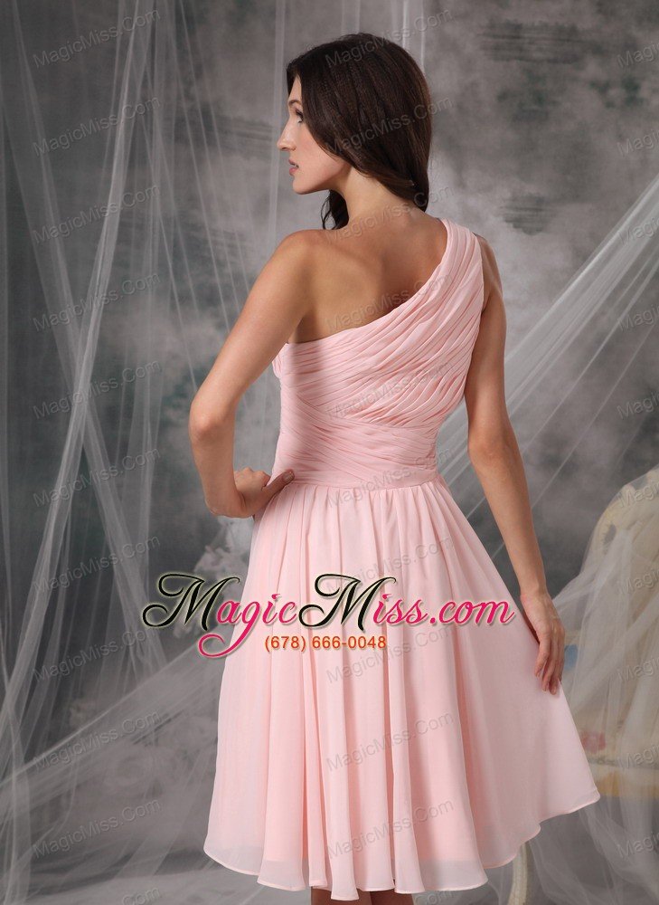 wholesale custom baby pink empire homecoming dress one shoulder knee-length chiffon
