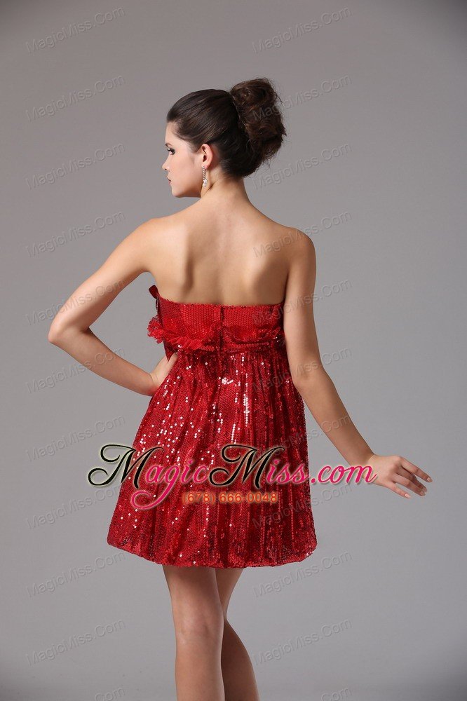 wholesale custom made wine red empire squin homecoming dress mini-length in california