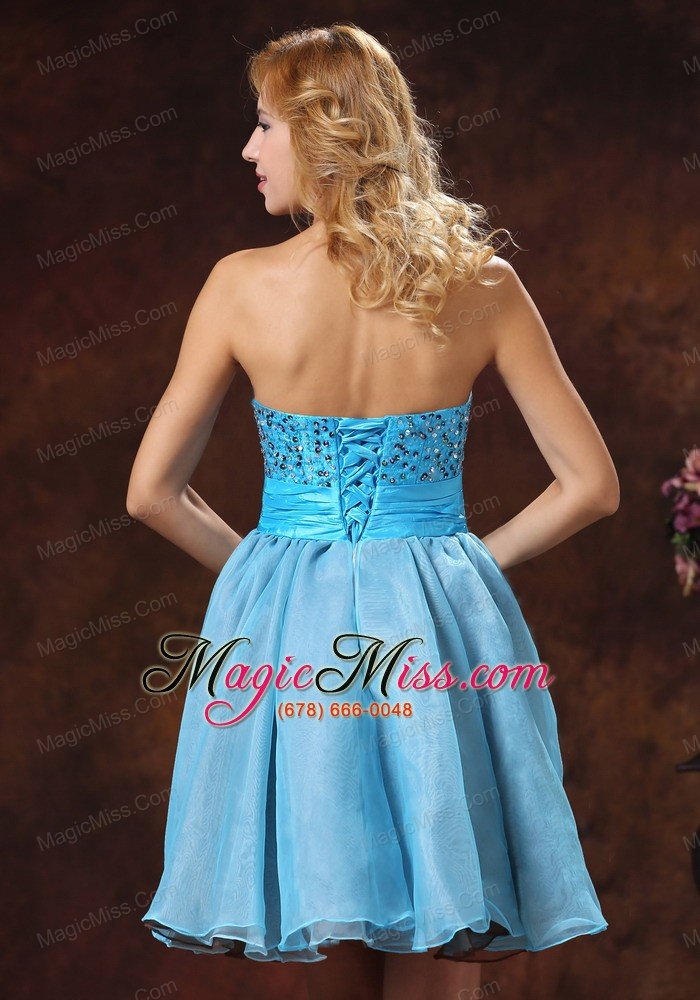 wholesale 2013 baby blue sweetheart beaded decorate prom dress with mini-length in cocktail
