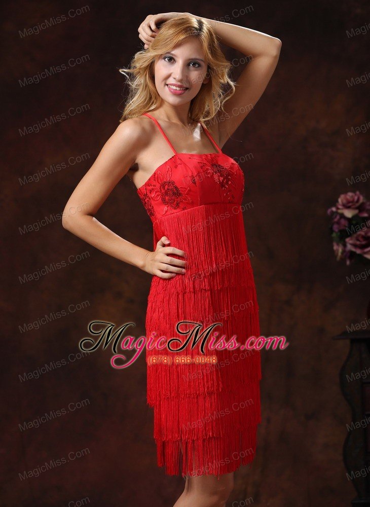 wholesale 2013 red spaghetti straps embroidery with sequins knee-length homecoming / cocktail dress