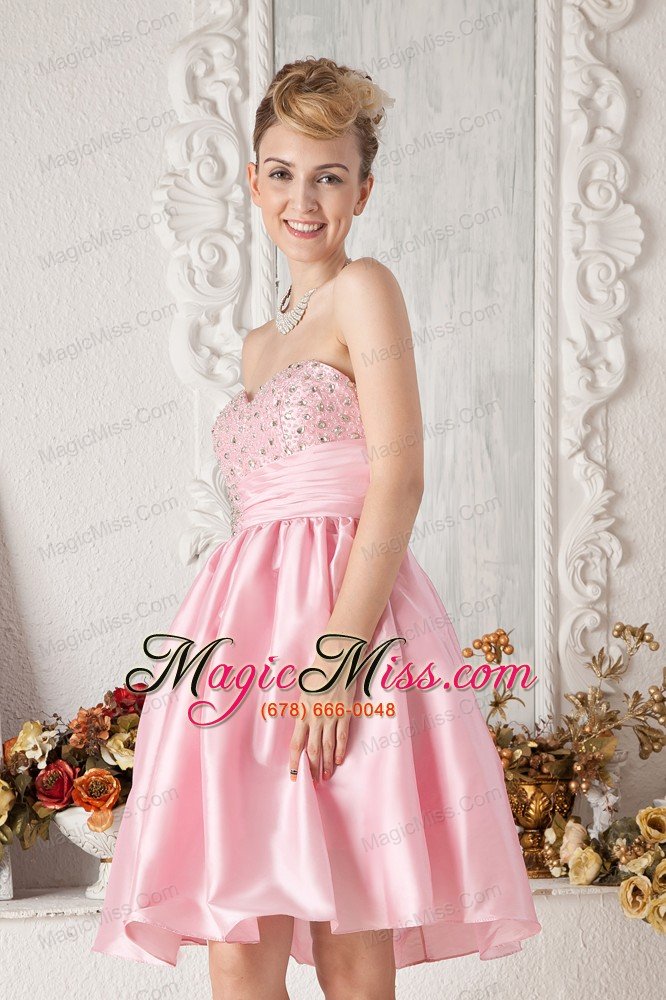 wholesale baby pink a-line sweetheart short prom dress taffeta beading knee-length