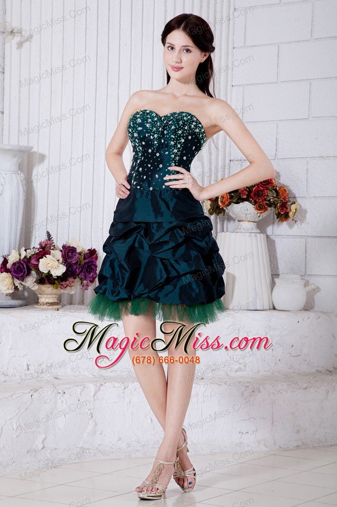 wholesale teal princess sweetheart mini-length taffeat beading prom / homecoming dress