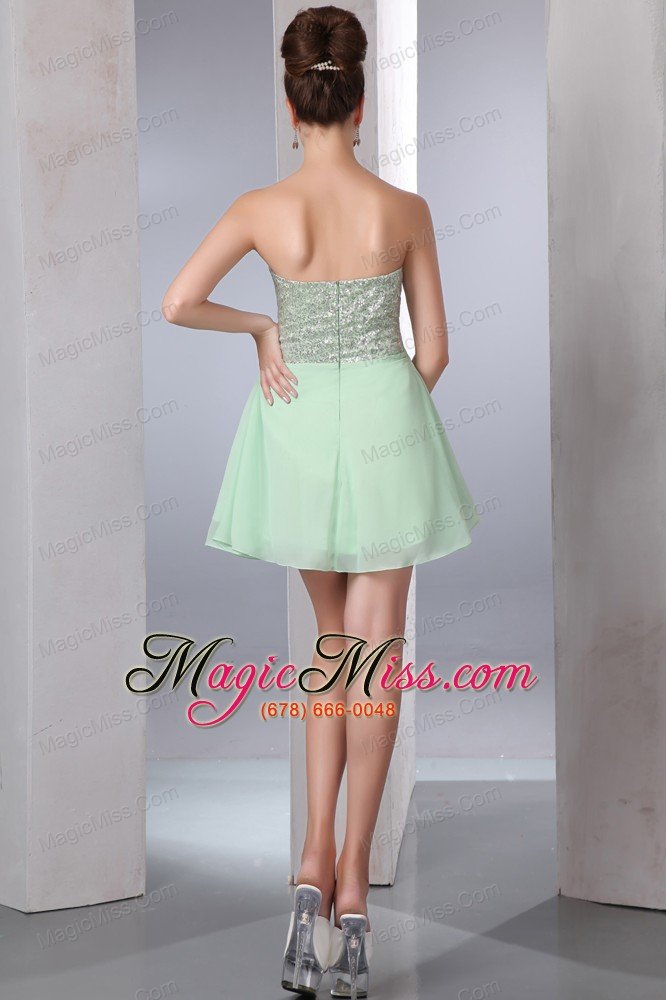 wholesale apple green empire sweetheart short prom dress chiffon and sequin mini-length