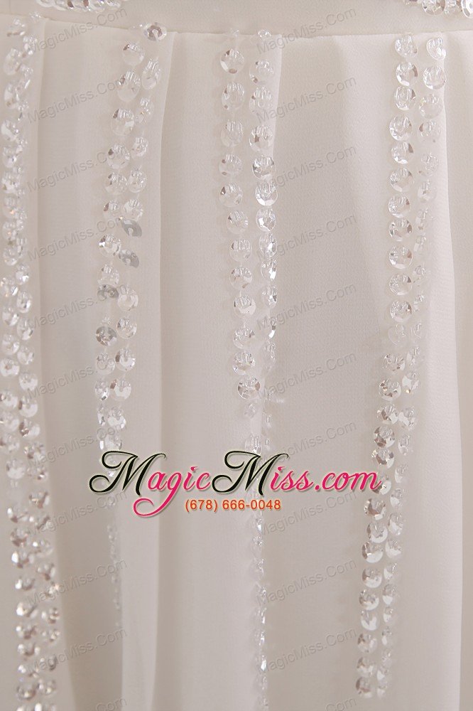 wholesale white a-line straps sequins prom dress mini-length chiffon