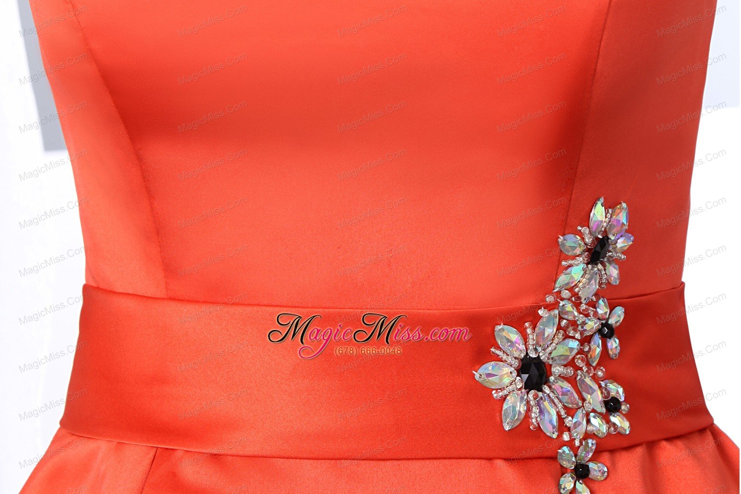wholesale modest orange red bateau beading prom dress mini-length taffeta