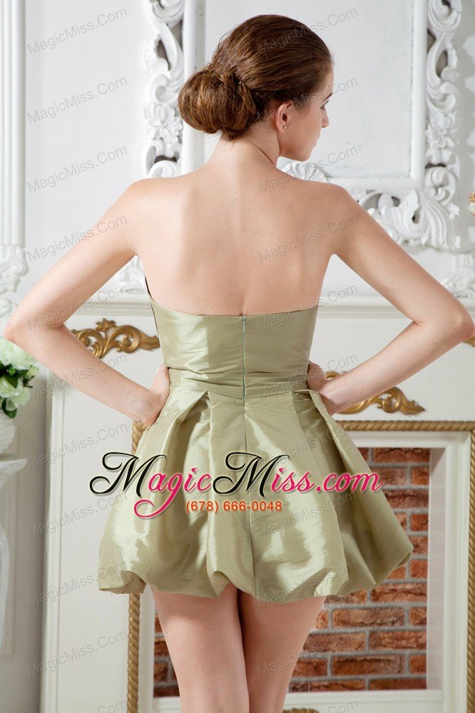 wholesale olive green a-line sweetheart cocktail dres ruch mini-length taffeta