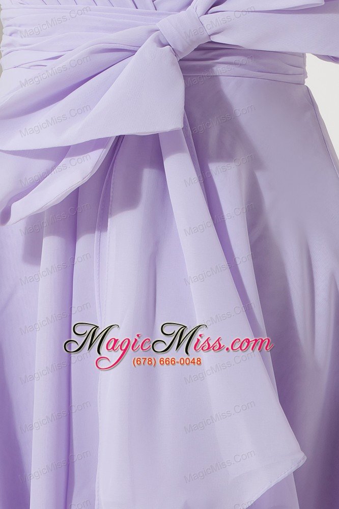 wholesale lilac empire sweetheart bridesmaid dress mini-length chiffon bowknot