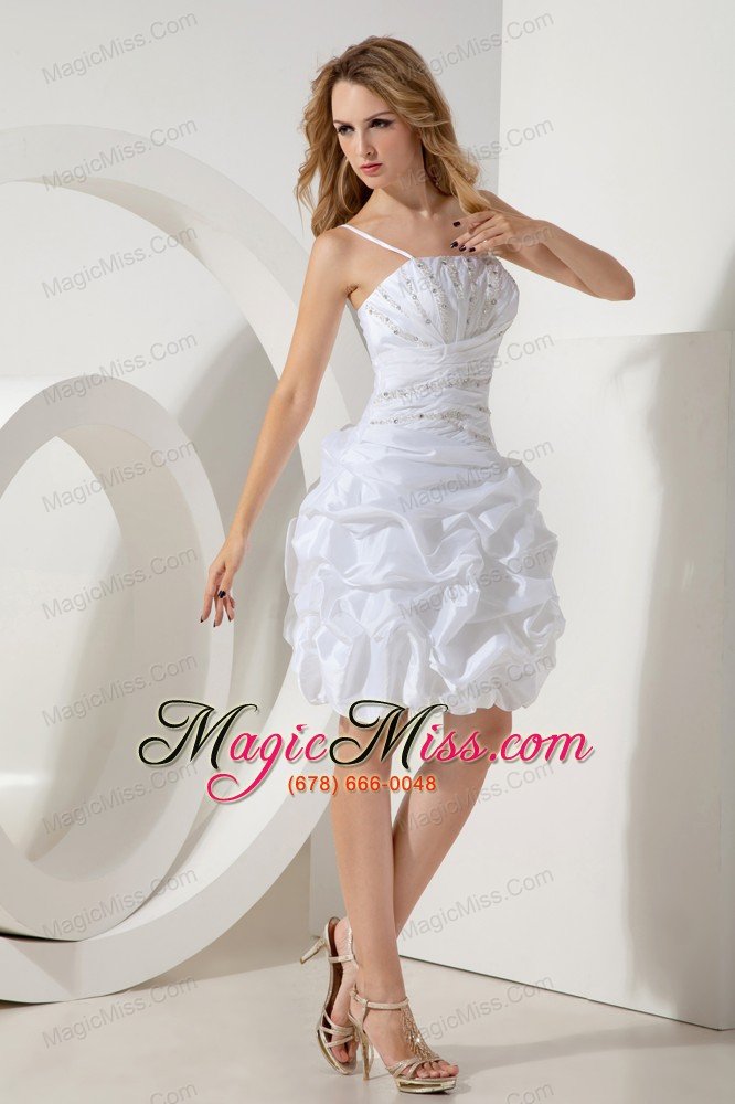 wholesale white a-line / pricess straps beading short prom / homecoming dress mini-length taffeta