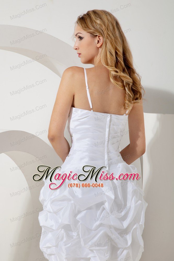 wholesale white a-line / pricess straps beading short prom / homecoming dress mini-length taffeta