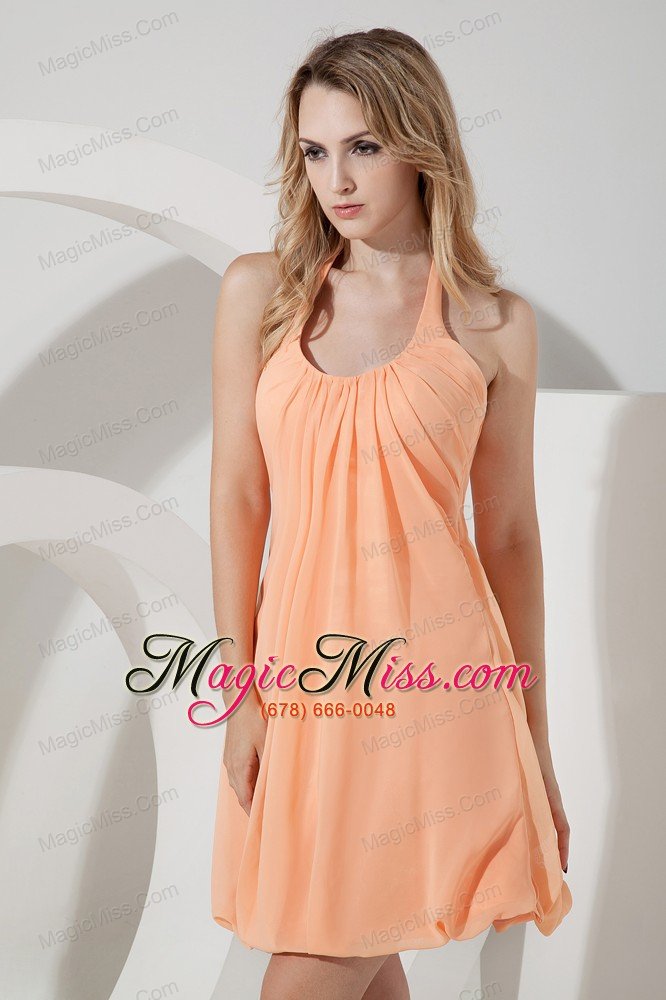 wholesale orange a-line / princess halter mini-length chiffon ruch prom dress