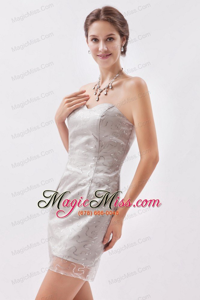 wholesale grey column / sheath sweetheart prom dress organza sequins mini-length