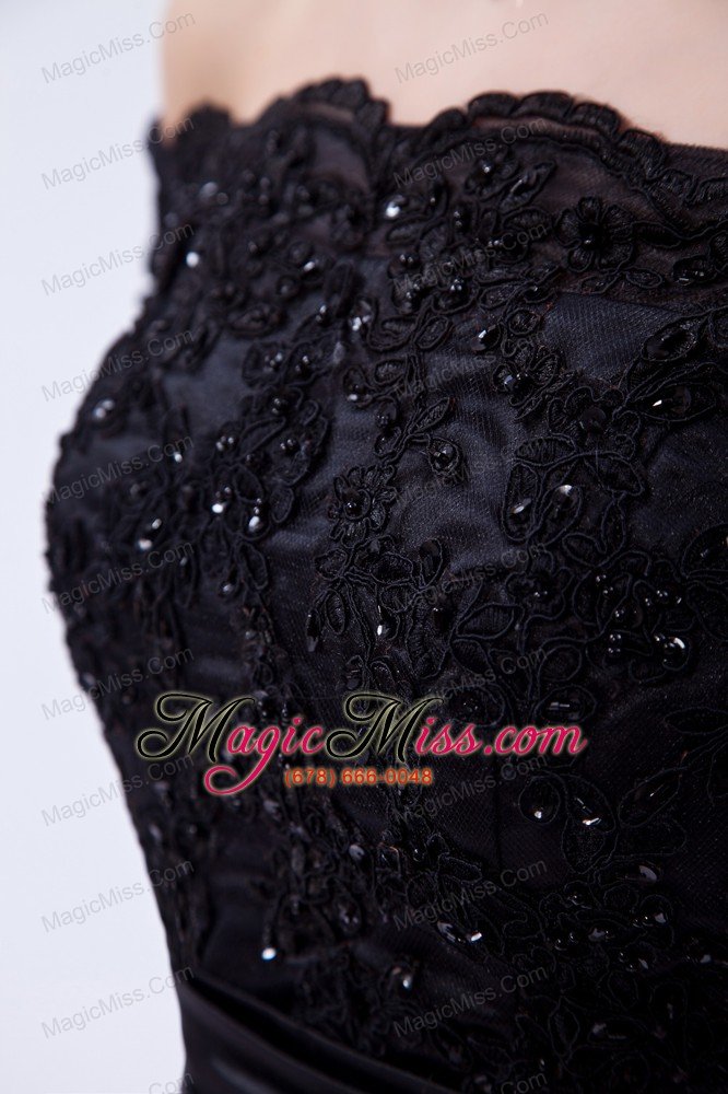 wholesale navy blue column off the shoulder tea-length lace beading mother of the bride dress
