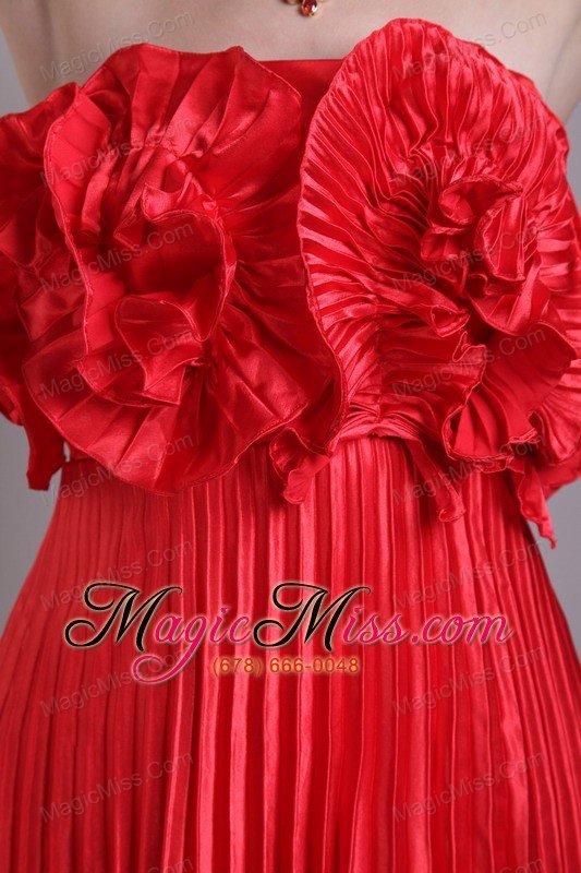 wholesale red empire strapless knee-length taffeta handle flower and pleat prom / cocktail dress