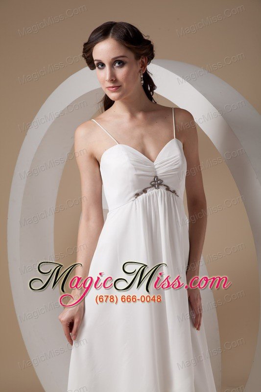 wholesale beautiful empire spaghetti straps high-lowchiffon ruch wedding dress