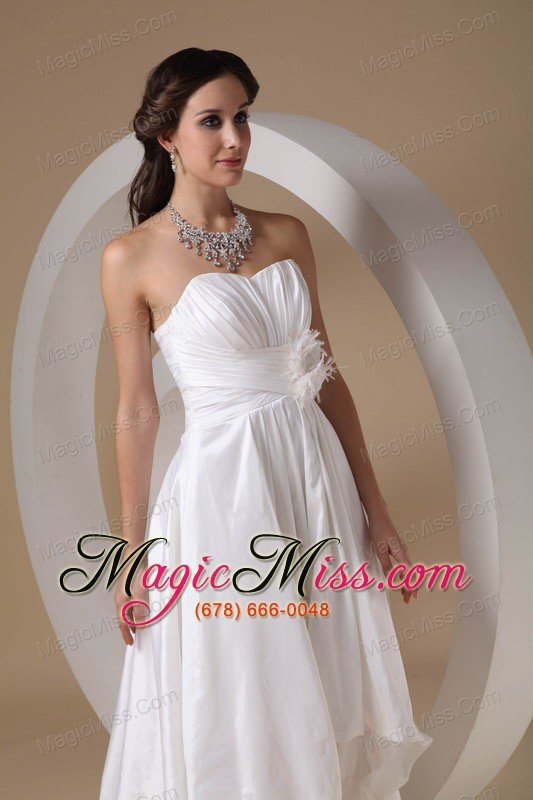 wholesale elegant a-line sweetheart high-low taffeta hand made flowers wedding dress