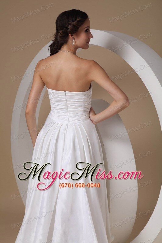 wholesale elegant a-line sweetheart high-low taffeta hand made flowers wedding dress