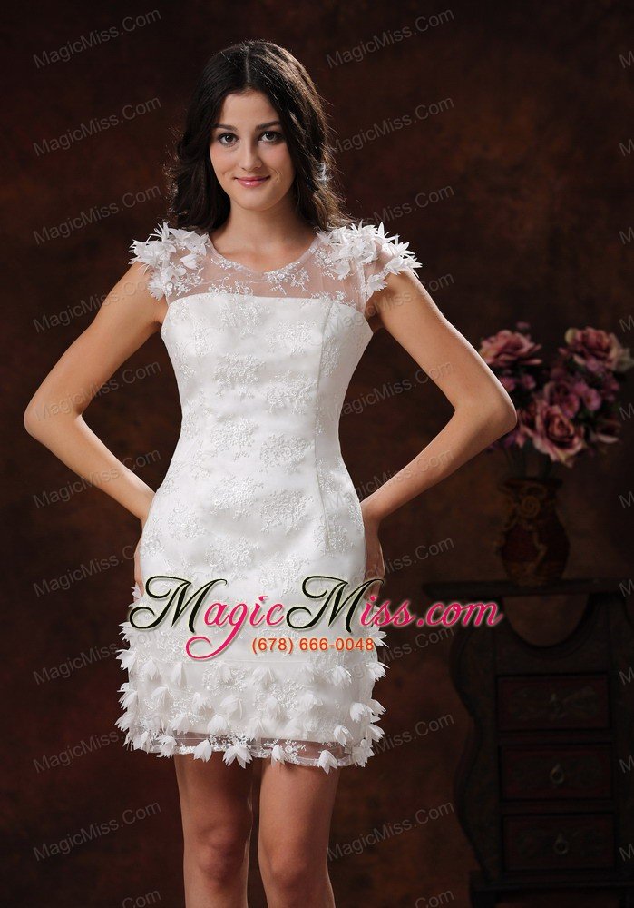 wholesale appliques decorate short white scoop wedding dress in 2013 chandler arizona