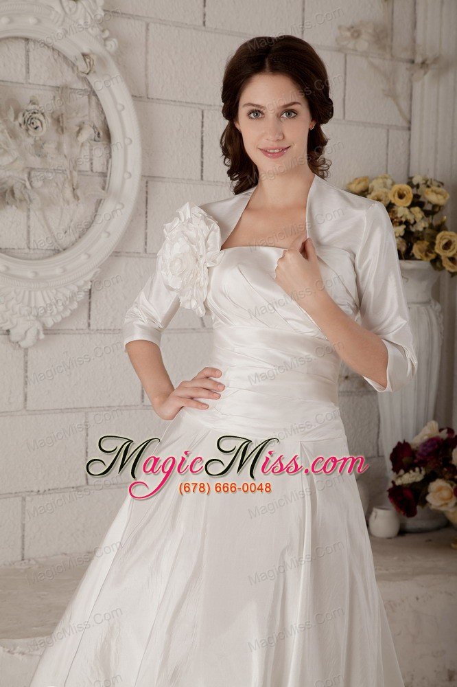 wholesale beautiful a-line / princess strapless knee-length satin ruch wedding dress
