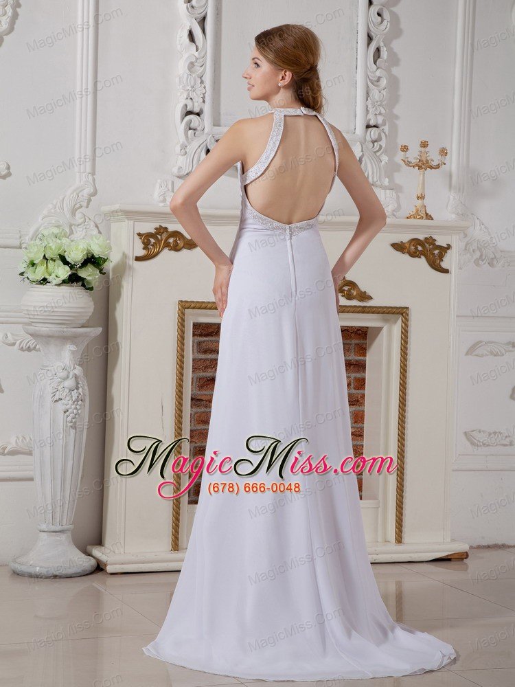 wholesale simple empire halter high-low chiffon beading wedding dress