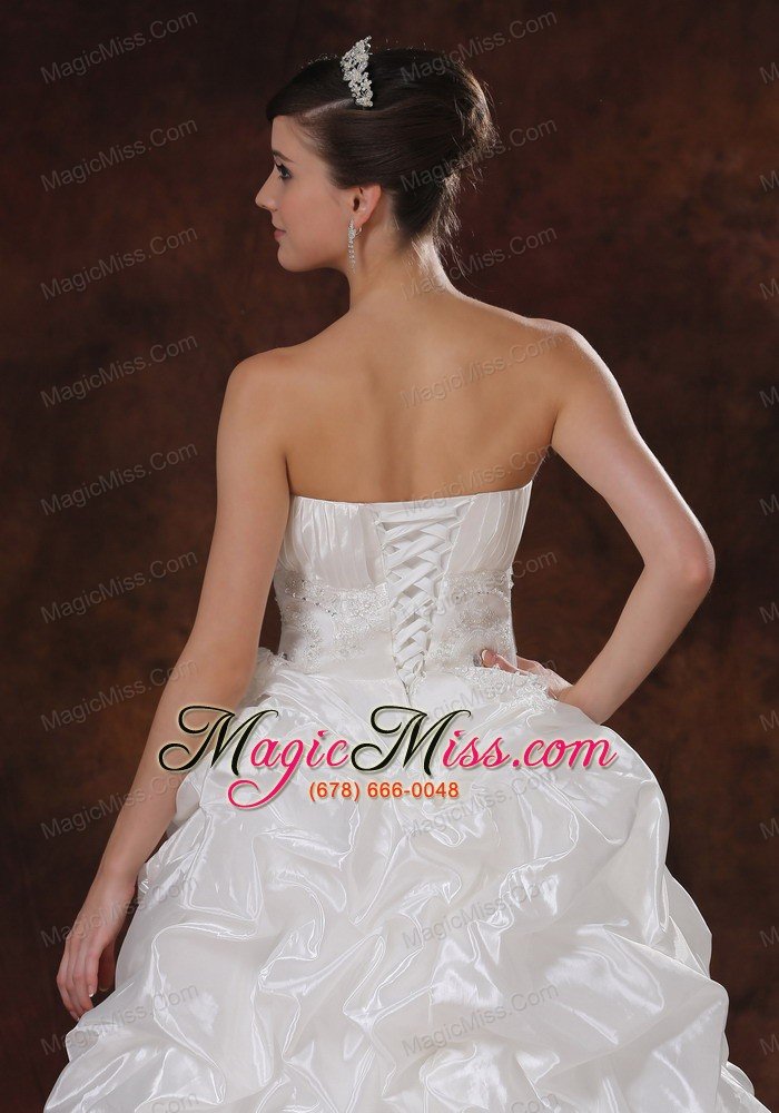 wholesale beaded decorate waist taffeta high-low strapless beading 2013 wedding dress