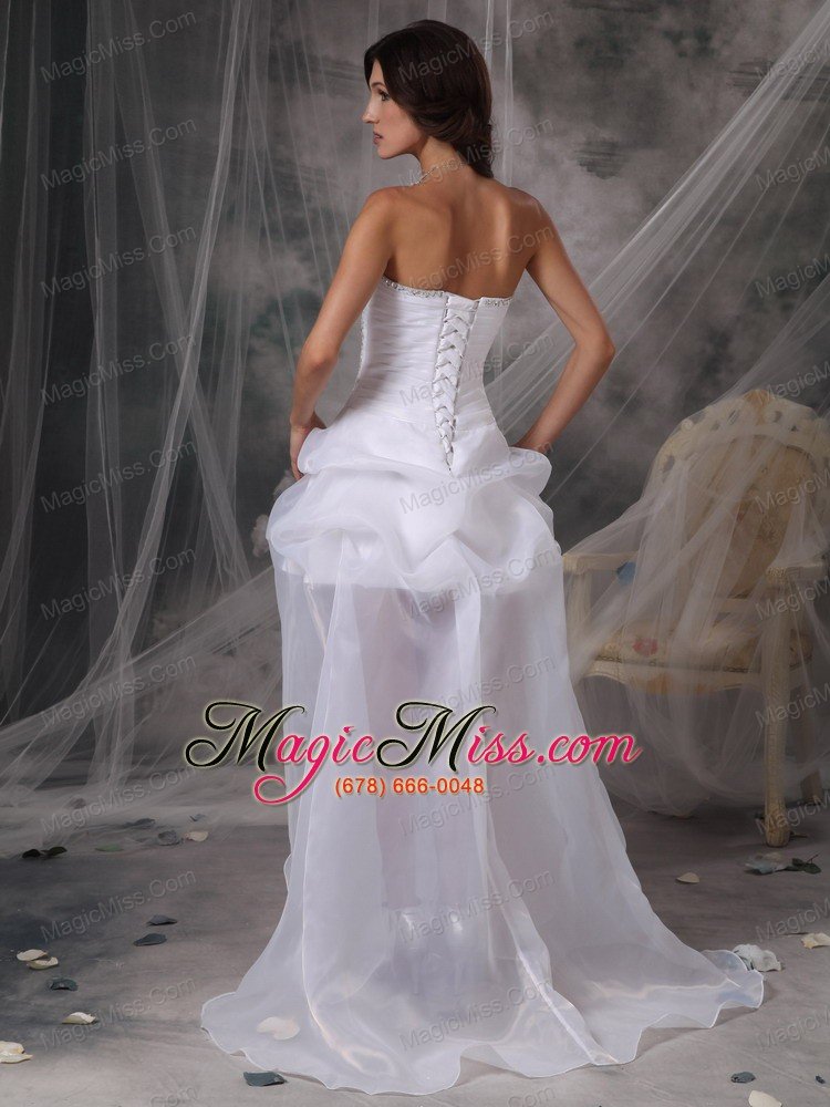 wholesale white a-line / princess strapless high-low chiffon beading prom dress