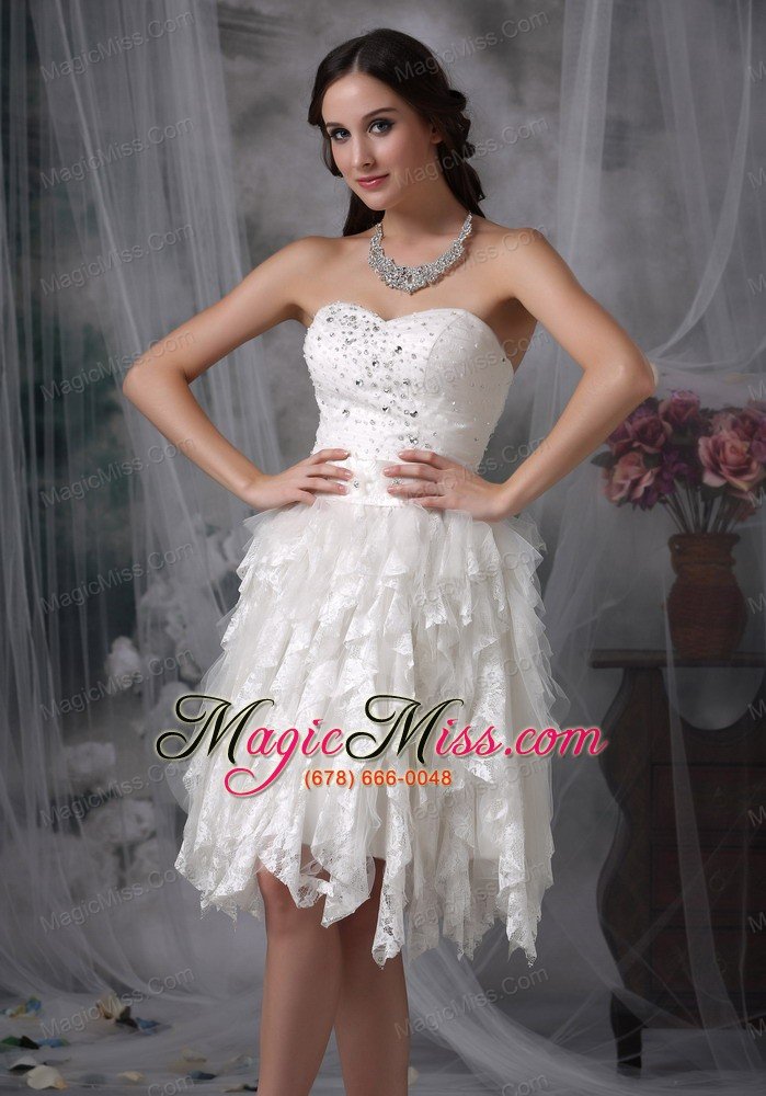 wholesale sweet empire sweetheart knee-length lace beading wedding dress