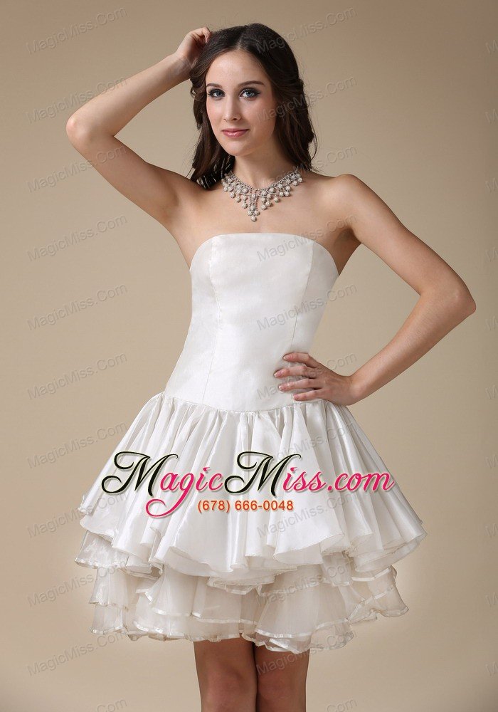 wholesale beautiful a-line strapless mini-length taffeta ruch wedding dress
