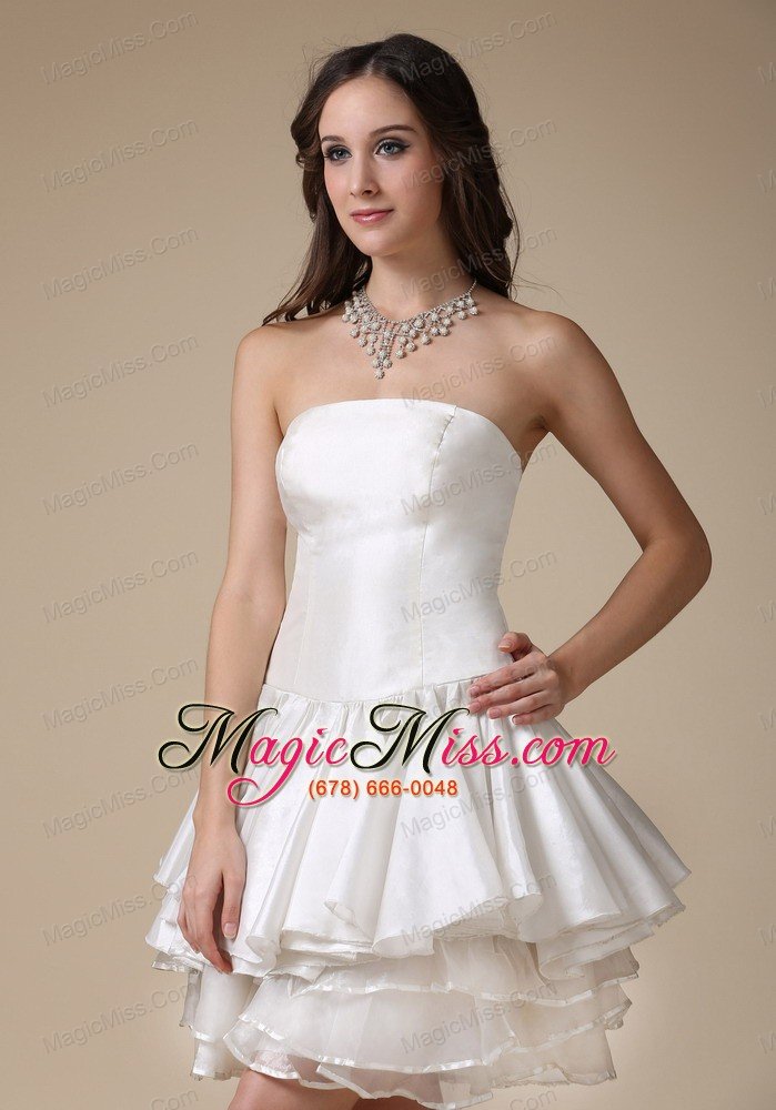 wholesale beautiful a-line strapless mini-length taffeta ruch wedding dress