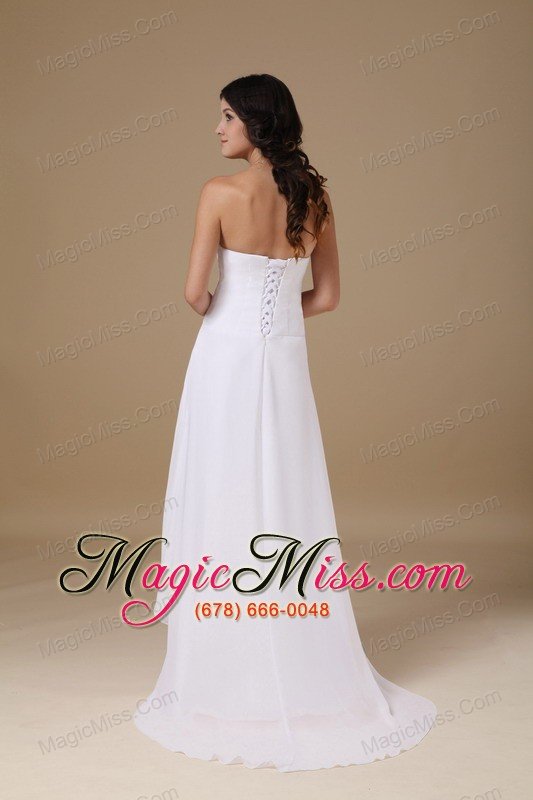 wholesale beautiful a-line strapless high-low chiffon appliques wedding dress