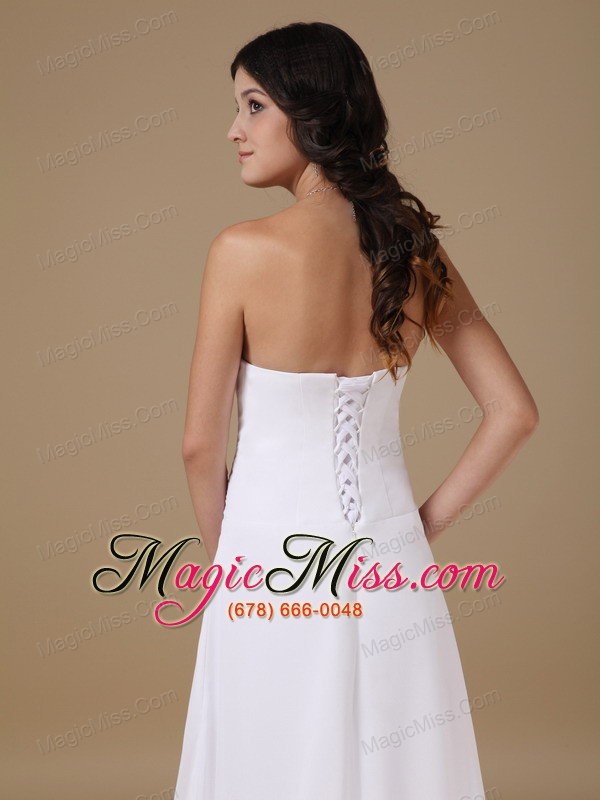 wholesale beautiful a-line strapless high-low chiffon appliques wedding dress