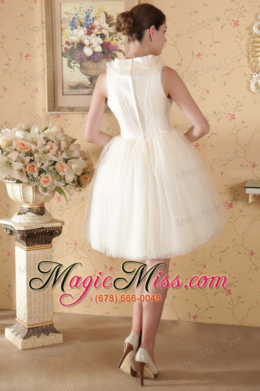 wholesale white a-line / princess square knee-length net beading and ruch wedding dress