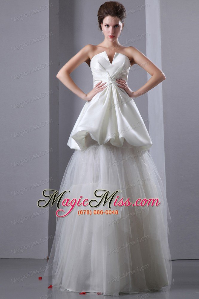 wholesale gorgeous a-line strapless floor-length taffeta and tulle wedding dress