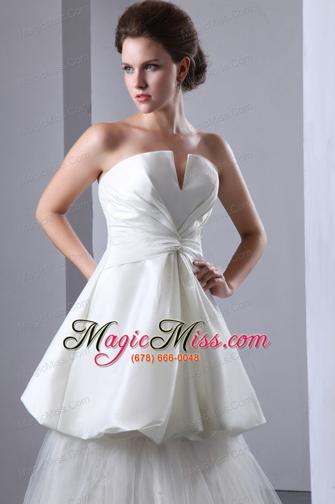 wholesale gorgeous a-line strapless floor-length taffeta and tulle wedding dress