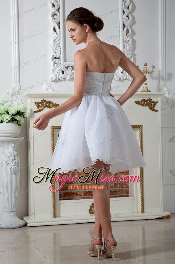wholesale pretty a-line strapless knee-length organza hand made flower and ruch wedding dress