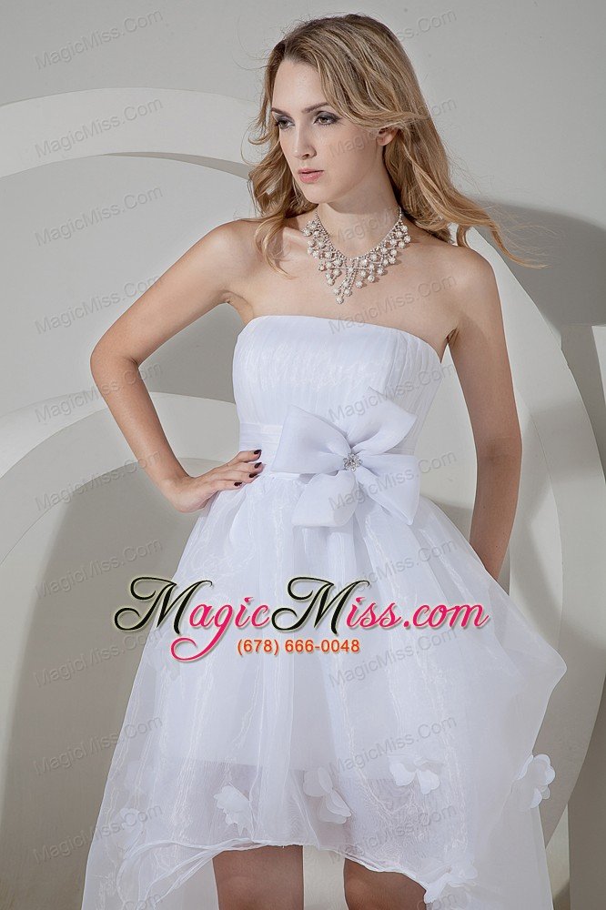 wholesale beautiful a-line / princess strapless high-low organza bow wedding dress
