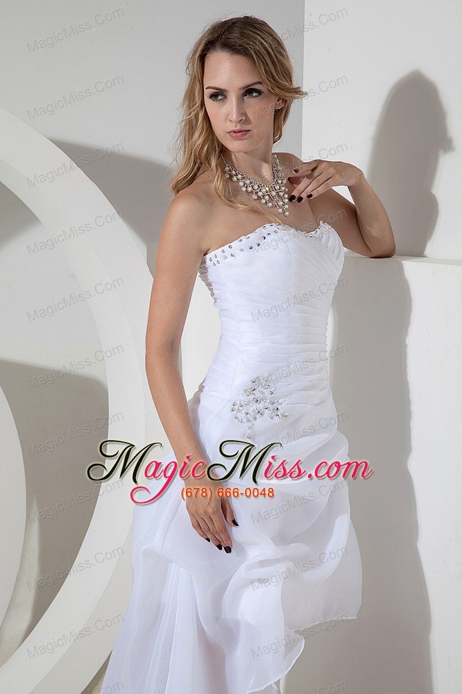 wholesale elegant a-line / princess strapless high-low organza bow and beading wedding dress