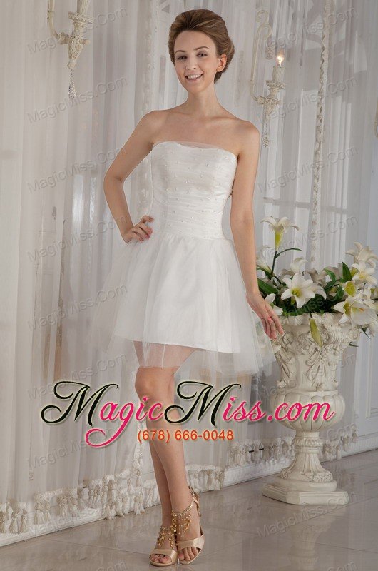 wholesale sweet a-line / princess strapless mini-length organza beading wedding dress