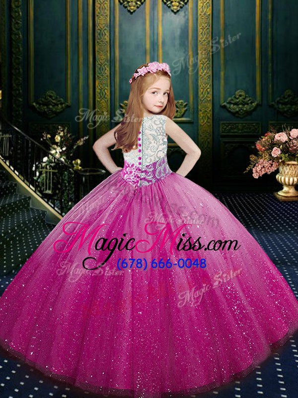 wholesale top selling ball gowns child pageant dress eggplant purple scoop tulle sleeveless floor length clasp handle