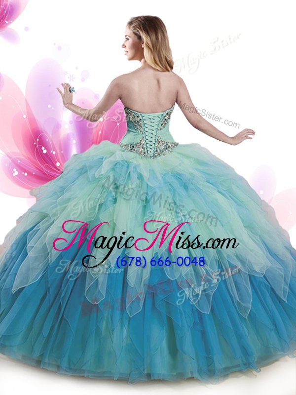 wholesale great tulle sleeveless floor length vestidos de quinceanera and beading and ruffles