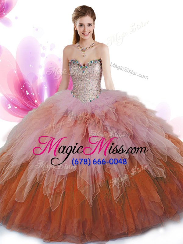 wholesale pretty floor length ball gowns sleeveless multi-color 15th birthday dress lace up