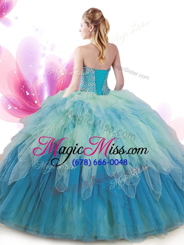 wholesale pretty floor length ball gowns sleeveless multi-color 15th birthday dress lace up
