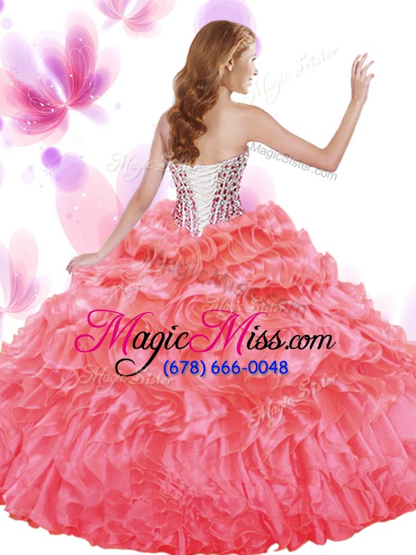wholesale high class sleeveless organza floor length lace up sweet 16 dresses in turquoise for with beading and ruffles