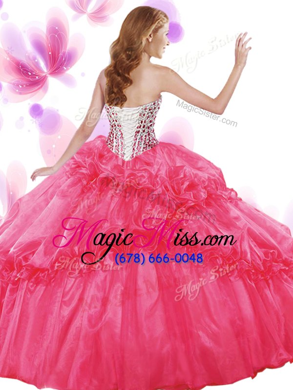 wholesale inexpensive organza sweetheart sleeveless lace up beading and pick ups quinceanera gowns in turquoise