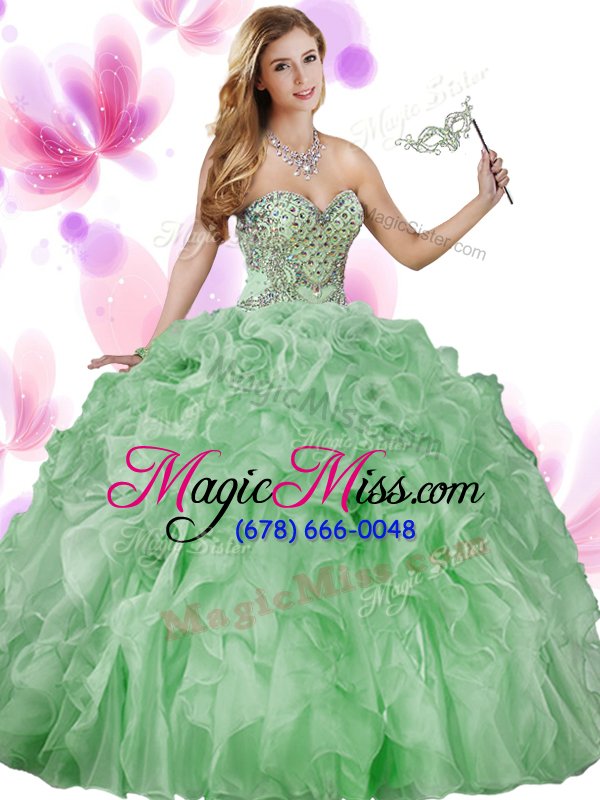 wholesale beautiful floor length ball gowns sleeveless green quinceanera gown lace up