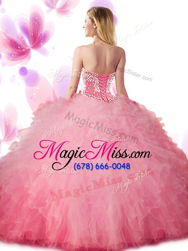 wholesale high quality tulle sleeveless floor length sweet 16 quinceanera dress and beading and ruffles